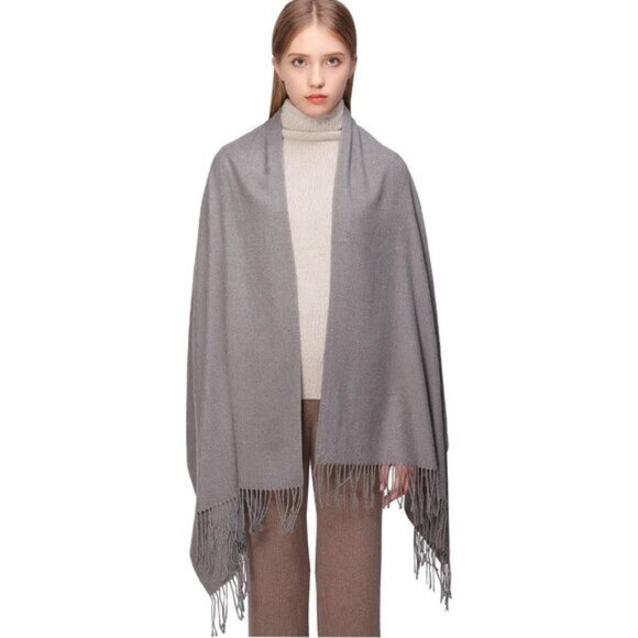 ⚡Women's Gray Pashmina Shawls Evening Dress Bridesmaid Winter Warm Long Scarf - Picture 6 of 7